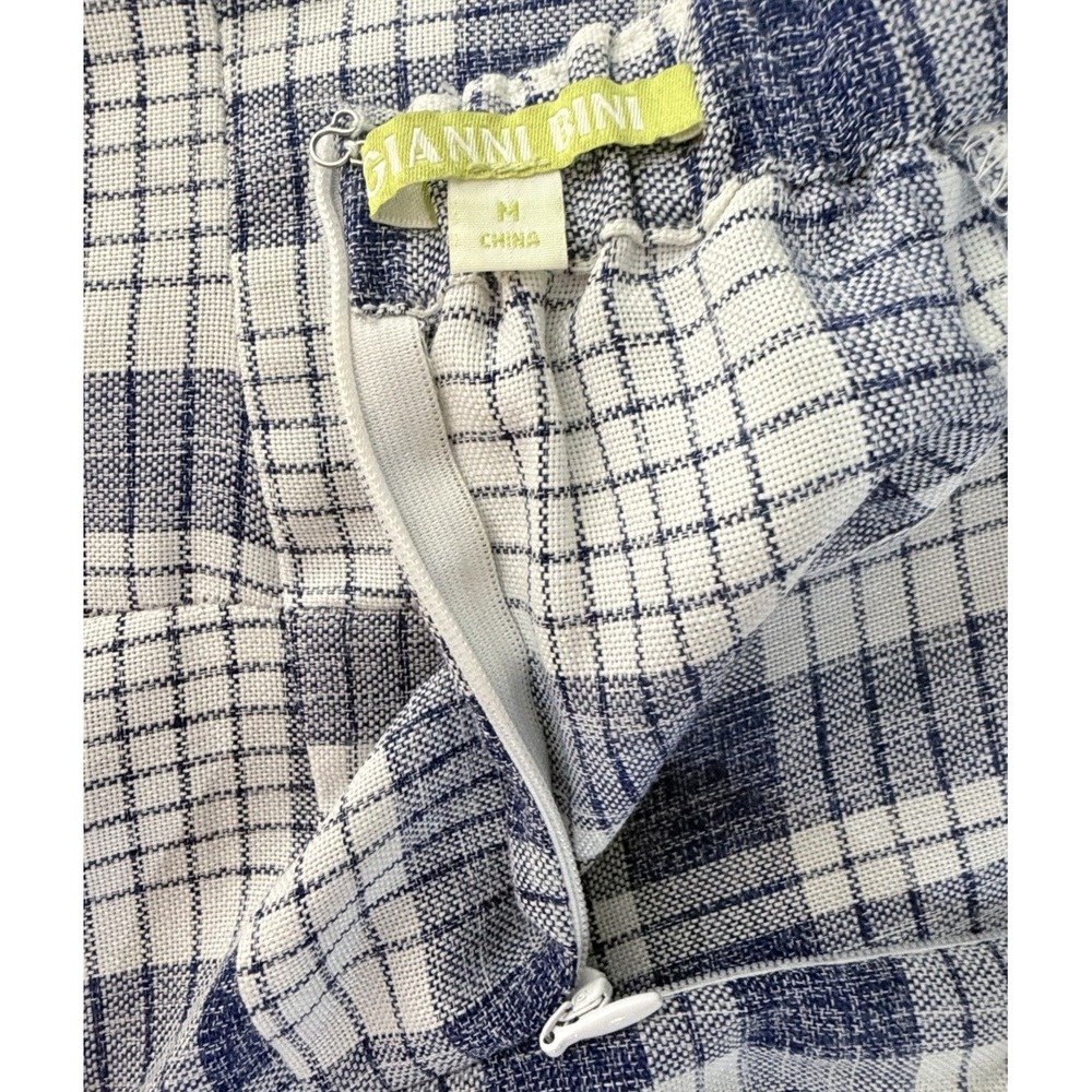 Gianni Bini Clouse Culotte Jumper Womens Size M Blue Plaid Ruffle Front Wide Leg - Picture 2 of 11